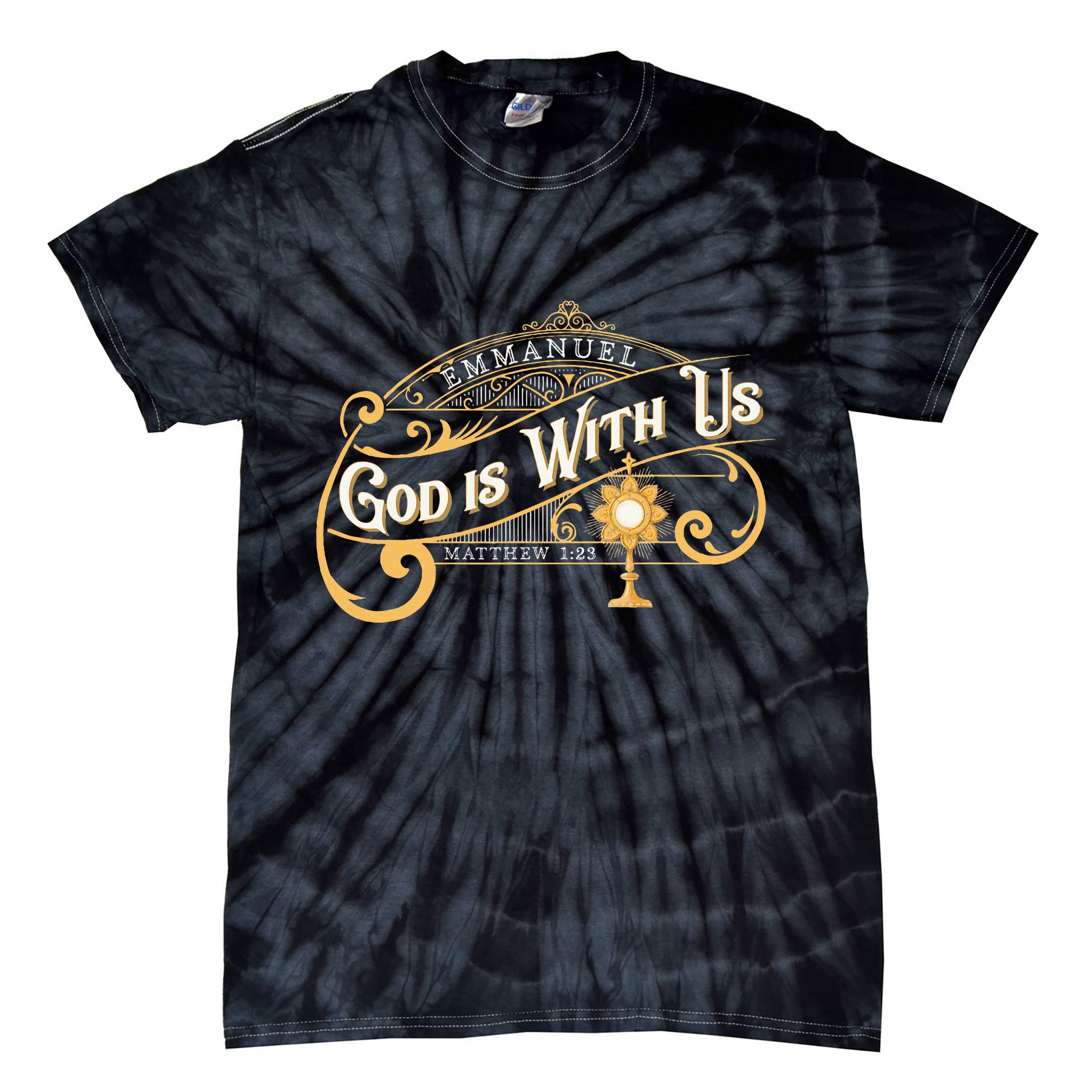 God With Us Emmanuel Matthew Eucharist Adoration Catholic Tie-Dye T-Shirt