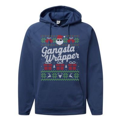 Gansta Wrapper Ugly Christmas Sweater Funny Santa Performance Fleece Hoodie