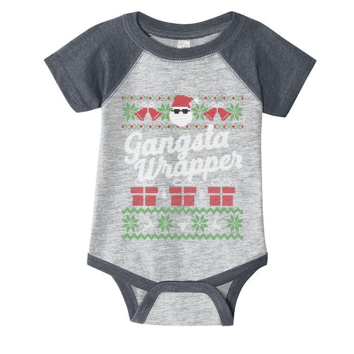 Gansta Wrapper Ugly Christmas Sweater Funny Santa Infant Baby Jersey Bodysuit