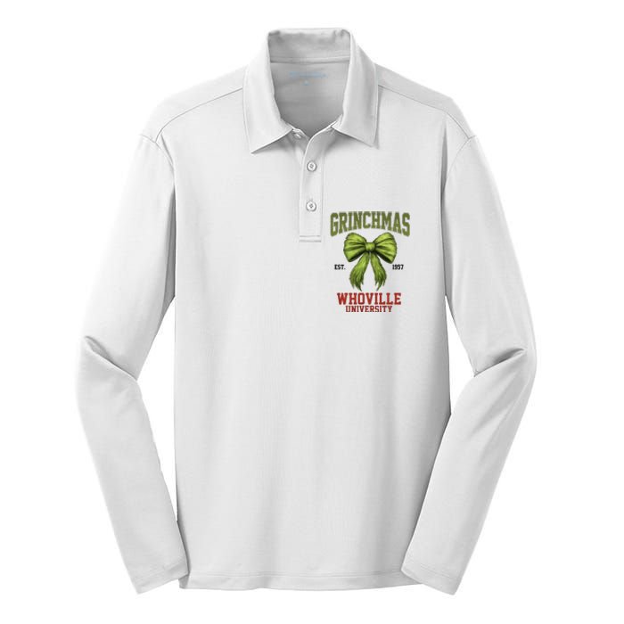 Grinchmas Whovillie University Est 1957 Silk Touch Performance Long Sleeve Polo