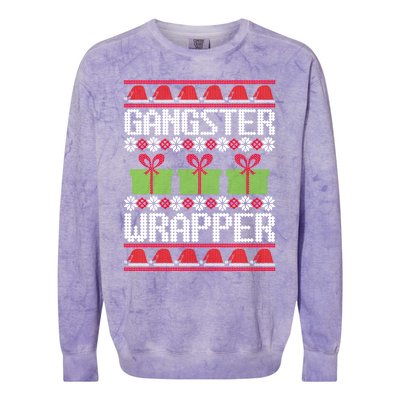 Gangster Wrapper Ugly Christmas Funny Pun Gangsta Colorblast Crewneck Sweatshirt