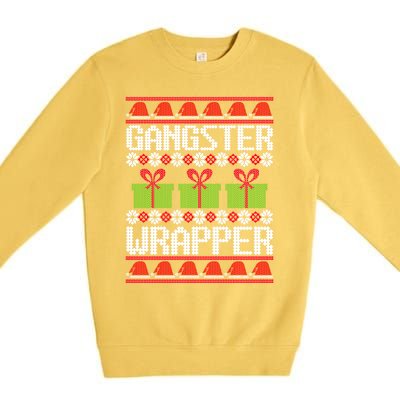 Gangster Wrapper Ugly Christmas Funny Pun Gangsta Premium Crewneck Sweatshirt