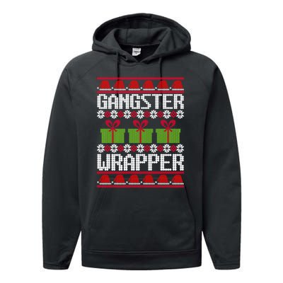 Gangster Wrapper Ugly Christmas Funny Pun Gangsta Performance Fleece Hoodie