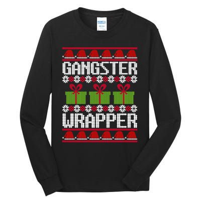 Gangster Wrapper Ugly Christmas Funny Pun Gangsta Tall Long Sleeve T-Shirt