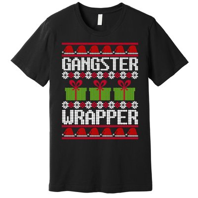 Gangster Wrapper Ugly Christmas Funny Pun Gangsta Premium T-Shirt