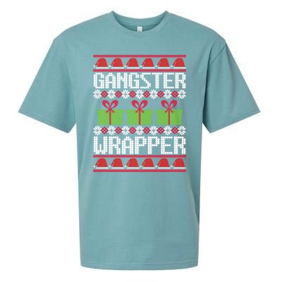 Gangster Wrapper Ugly Christmas Funny Pun Gangsta Sueded Cloud Jersey T-Shirt