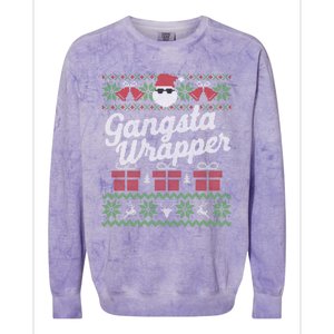 Gansta Wrapper Ugly Christmas Funny Santa Gift Colorblast Crewneck Sweatshirt