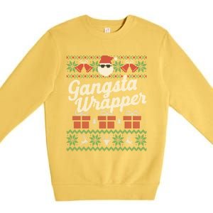 Gansta Wrapper Ugly Christmas Funny Santa Gift Premium Crewneck Sweatshirt