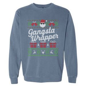 Gansta Wrapper Ugly Christmas Funny Santa Gift Garment-Dyed Sweatshirt