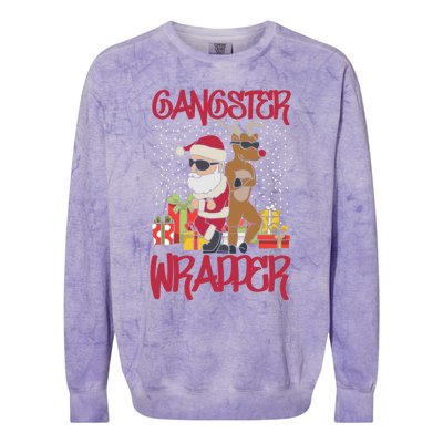 Gangster Wrapper Ugly Christmas Sweater Funny Pun Gangsta Gift Colorblast Crewneck Sweatshirt