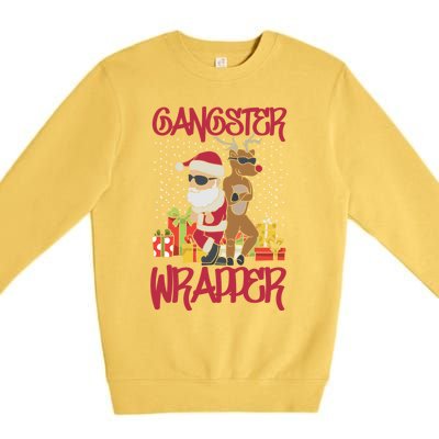 Gangster Wrapper Ugly Christmas Sweater Funny Pun Gangsta Gift Premium Crewneck Sweatshirt