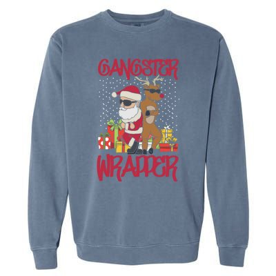 Gangster Wrapper Ugly Christmas Sweater Funny Pun Gangsta Gift Garment-Dyed Sweatshirt