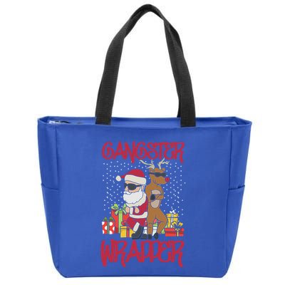 Gangster Wrapper Ugly Christmas Sweater Funny Pun Gangsta Gift Zip Tote Bag