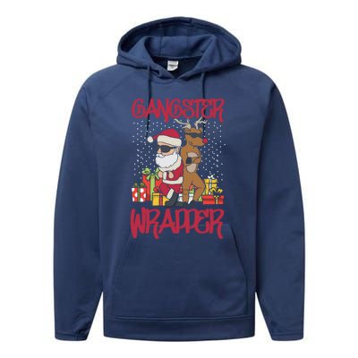 Gangster Wrapper Ugly Christmas Sweater Funny Pun Gangsta Gift Performance Fleece Hoodie