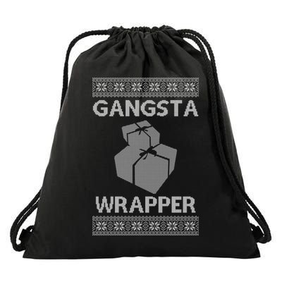 Gangsta Wrapper Ugly Christmas Sweater Drawstring Bag