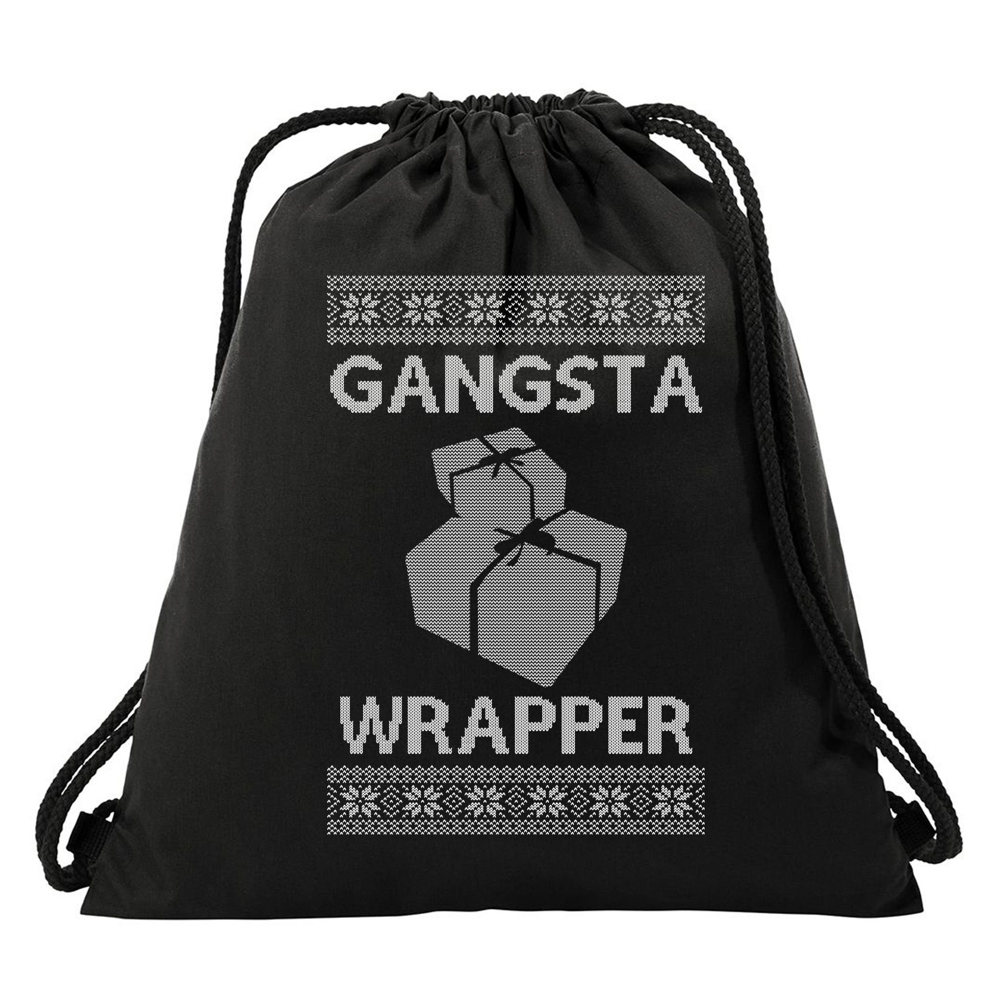 Gangsta Wrapper Ugly Christmas Sweater Drawstring Bag
