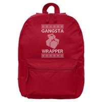 Gangsta Wrapper Ugly Christmas Sweater 16 in Basic Backpack
