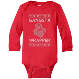 Gangsta Wrapper Ugly Christmas Sweater Baby Long Sleeve Bodysuit