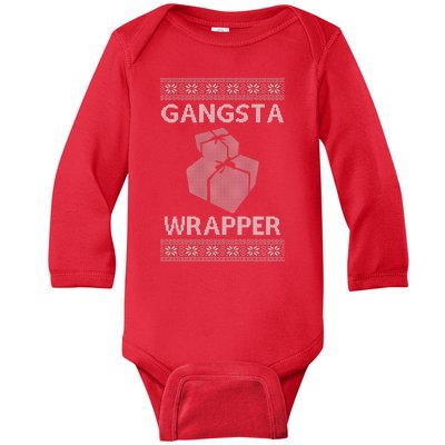 Gangsta Wrapper Ugly Christmas Sweater Baby Long Sleeve Bodysuit