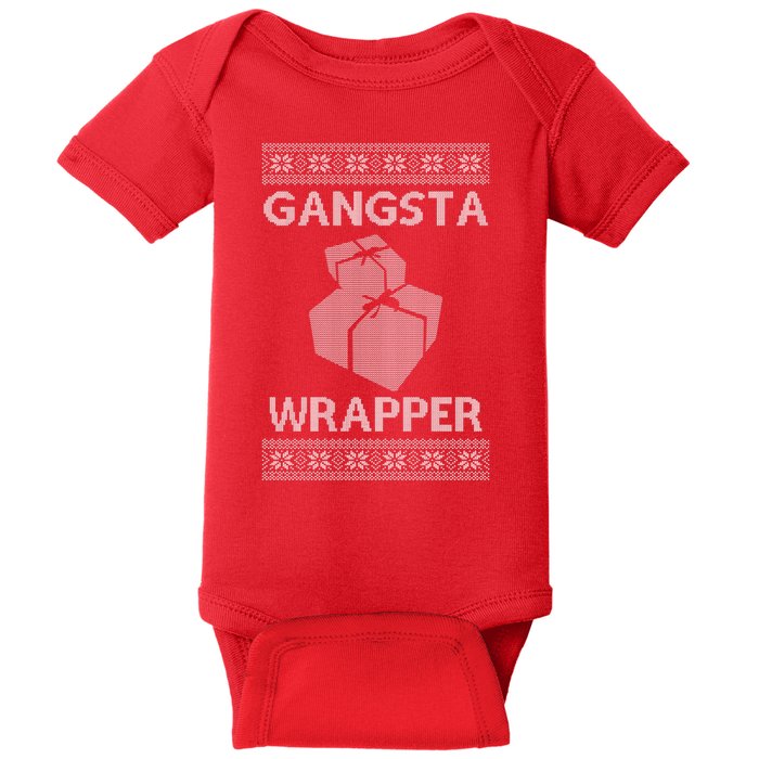 Gangsta Wrapper Ugly Christmas Sweater Baby Bodysuit