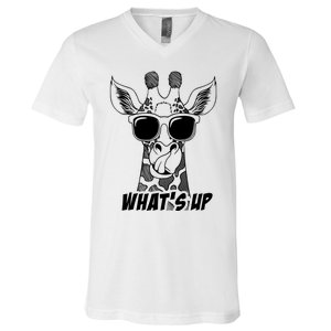 Giraffe WhatS Up V-Neck T-Shirt