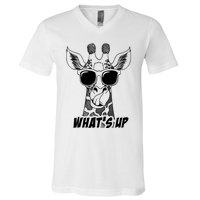 Giraffe WhatS Up V-Neck T-Shirt