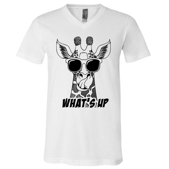 Giraffe WhatS Up V-Neck T-Shirt