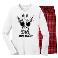 Giraffe WhatS Up Women's Long Sleeve Flannel Pajama Set 