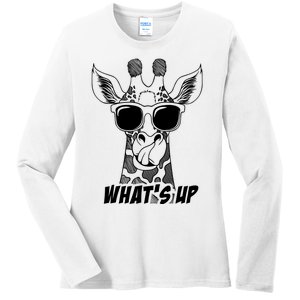 Giraffe WhatS Up Ladies Long Sleeve Shirt