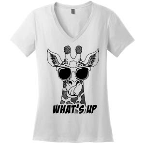 Giraffe WhatS Up Women's V-Neck T-Shirt