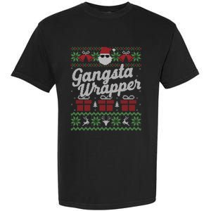 Gansta Wrapper Ugly Christmas Sweater Funny Santa Garment-Dyed Heavyweight T-Shirt