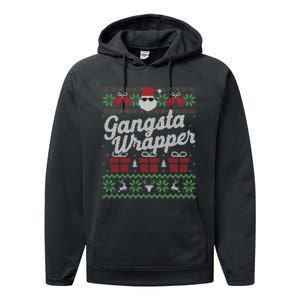 Gansta Wrapper Ugly Christmas Sweater Funny Santa Performance Fleece Hoodie