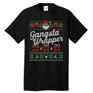 Gansta Wrapper Ugly Christmas Sweater Funny Santa Tall T-Shirt