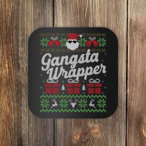 Gansta Wrapper Ugly Christmas Sweater Funny Santa Coaster