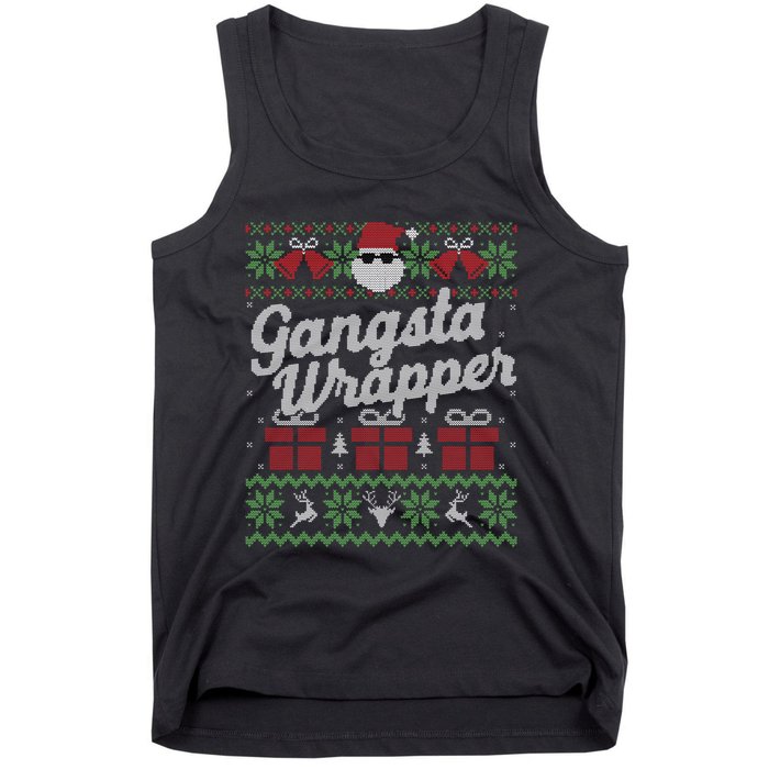 Gansta Wrapper Ugly Christmas Sweater Funny Santa Tank Top