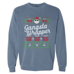 Gansta Wrapper Ugly Christmas Sweater Funny Santa Garment-Dyed Sweatshirt