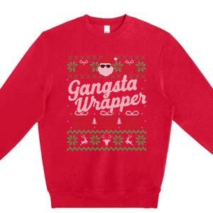 Gansta Wrapper Ugly Christmas Sweater Funny Santa Premium Crewneck Sweatshirt