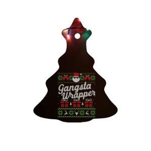 Gansta Wrapper Ugly Christmas Sweater Funny Santa Ceramic Tree Ornament