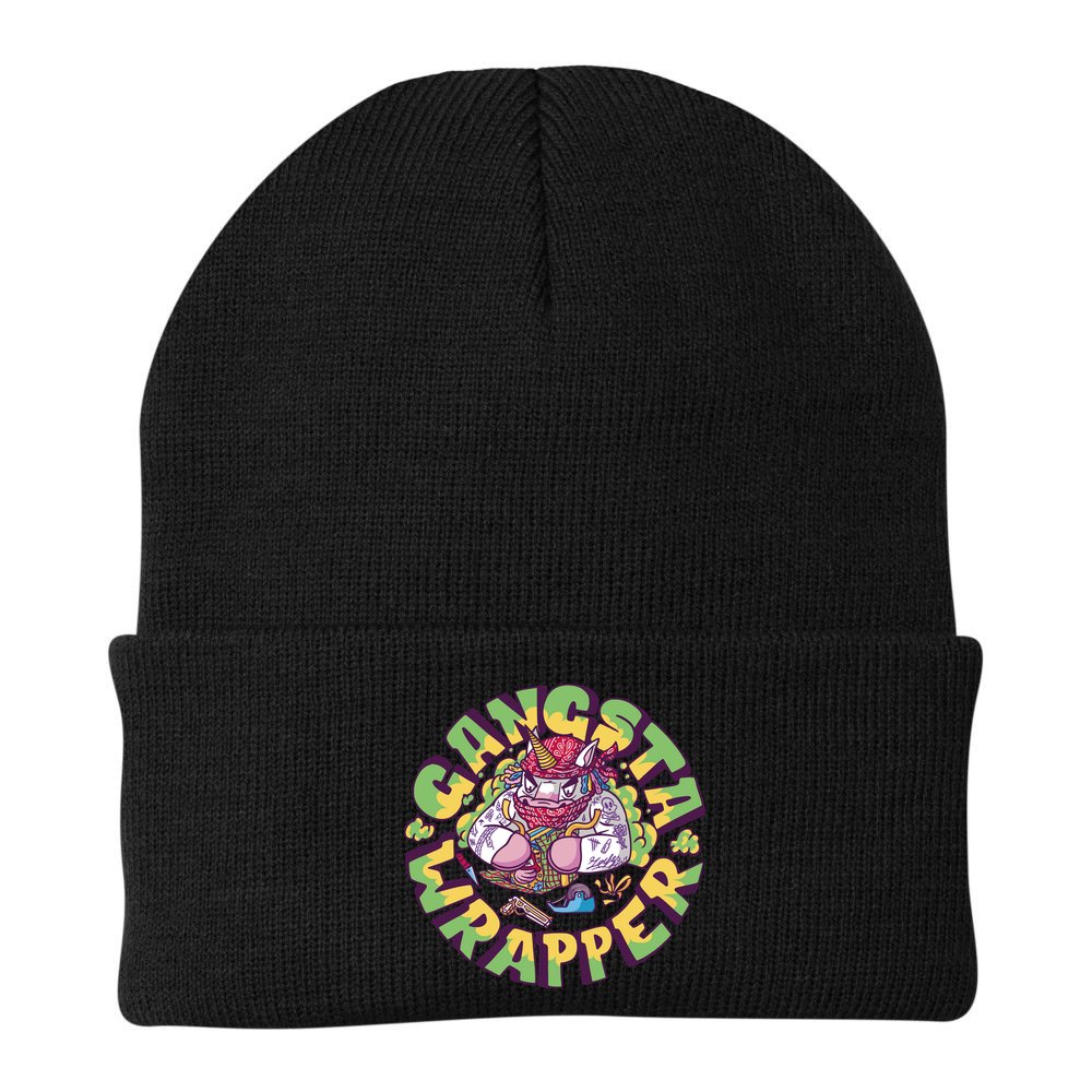 Gangsta Wrapper Unicorn Christmas Beanie