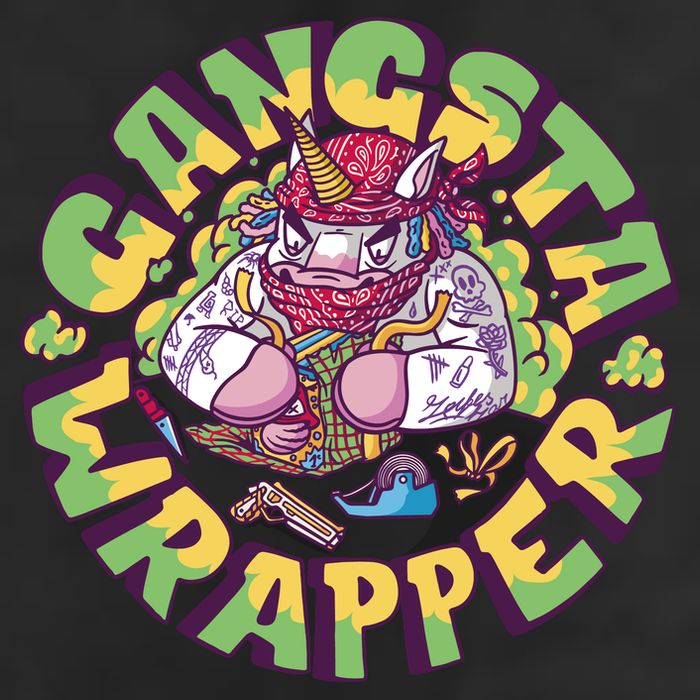 Gangsta Wrapper Unicorn Christmas Golf Towel