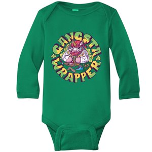 Gangsta Wrapper Unicorn Christmas Baby Long Sleeve Bodysuit