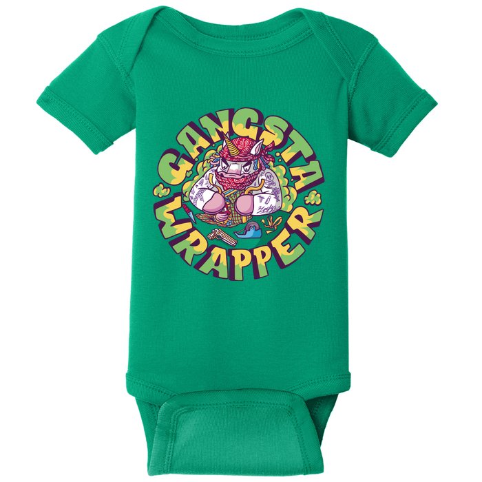 Gangsta Wrapper Unicorn Christmas Baby Bodysuit