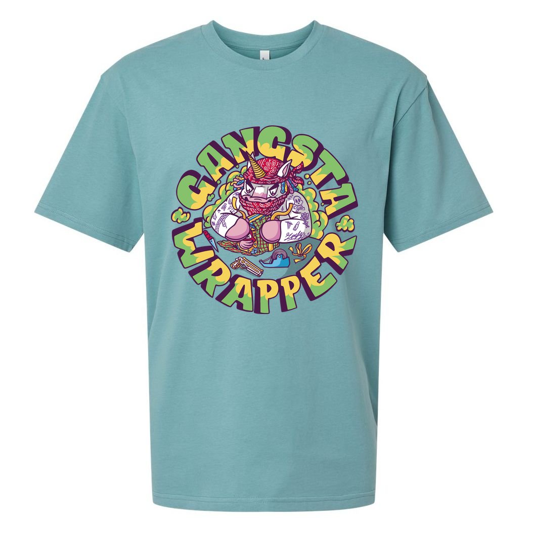 Gangsta Wrapper Unicorn Christmas Sueded Cloud Jersey T-Shirt