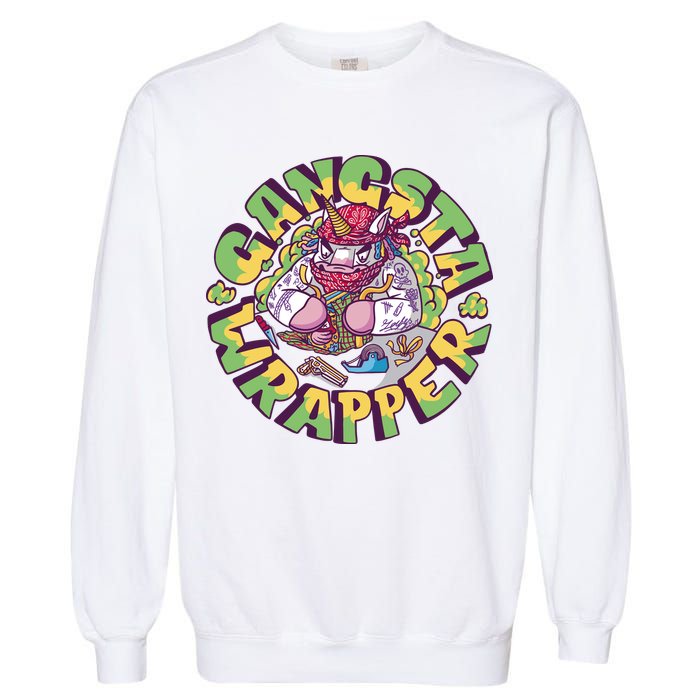 Gangsta Wrapper Unicorn Christmas Garment-Dyed Sweatshirt