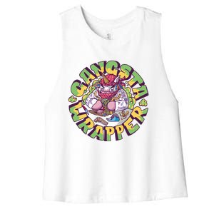 Gangsta Wrapper Unicorn Christmas Women's Racerback Cropped Tank