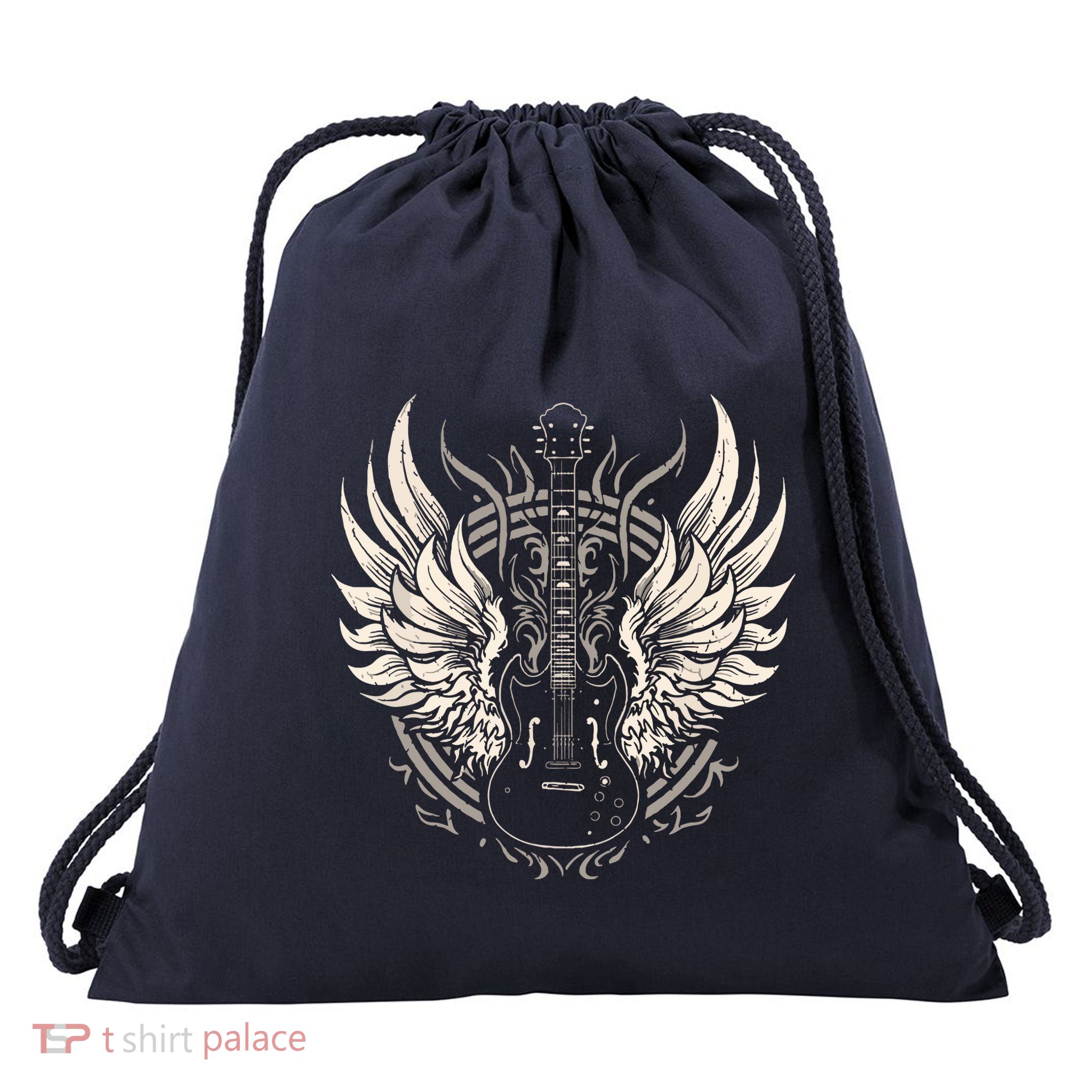 Guitar Wings Vintage Retro 80s Rock Roll Music Drawstring Bag