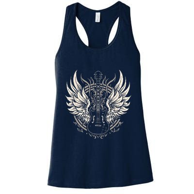 Guitar Wings Vintage Retro 80s Rock Roll Music Womens Tank Top