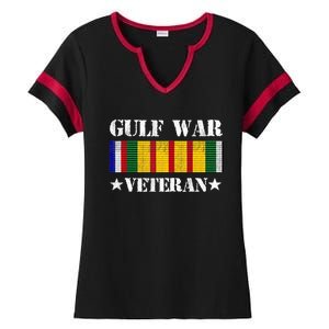 Gulf War Veteran Pride Persian Gulf Service Ribbon Ladies Halftime Notch Neck Tee