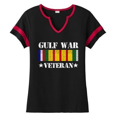 Gulf War Veteran Pride Persian Gulf Service Ribbon Ladies Halftime Notch Neck Tee