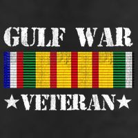 Gulf War Veteran Pride Persian Gulf Service Ribbon 7 Panel Mesh Trucker Snapback Hat